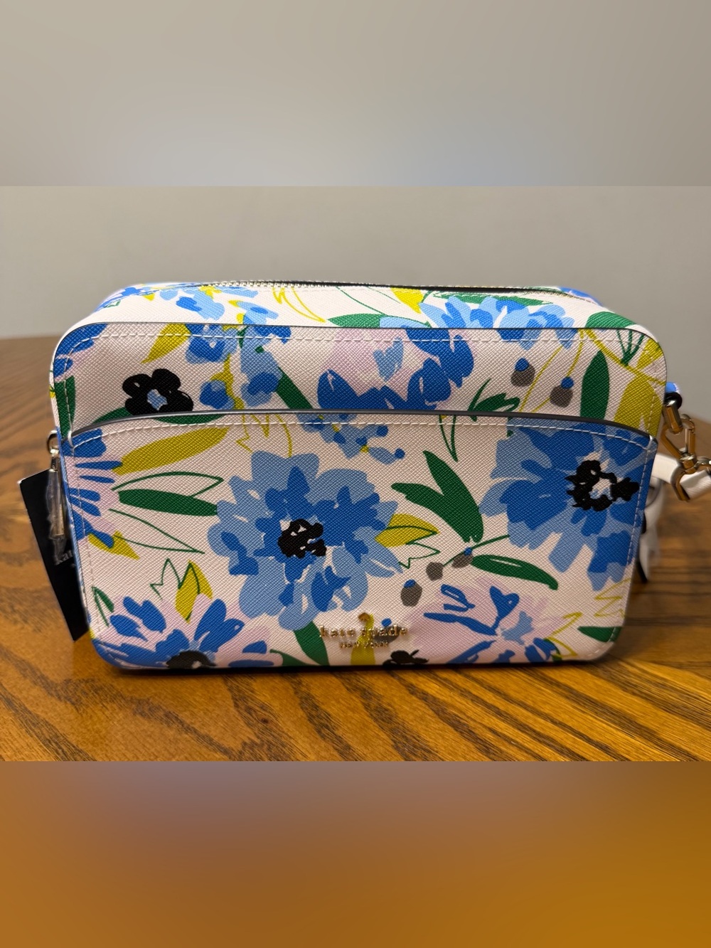 Kate Spade Blue Floral Camera Crossbody Bag